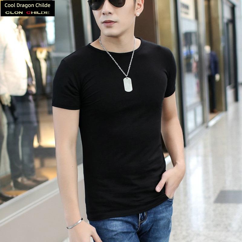 white man pure cotton Undershirt Tight fitting Short sleeve T-shirt