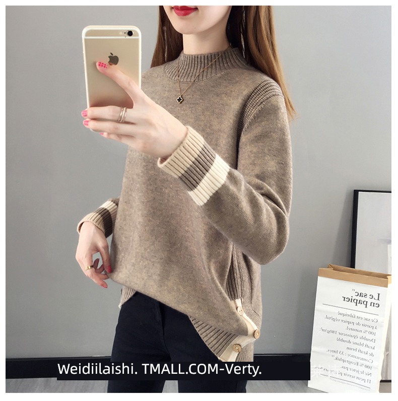 Half high collar easy Plush thickening knitting ma'am sweater