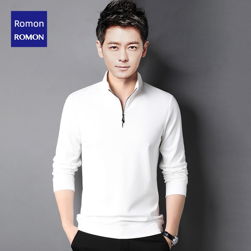 fashion Romon Half high collar zipper autumn leisure time T-shirt