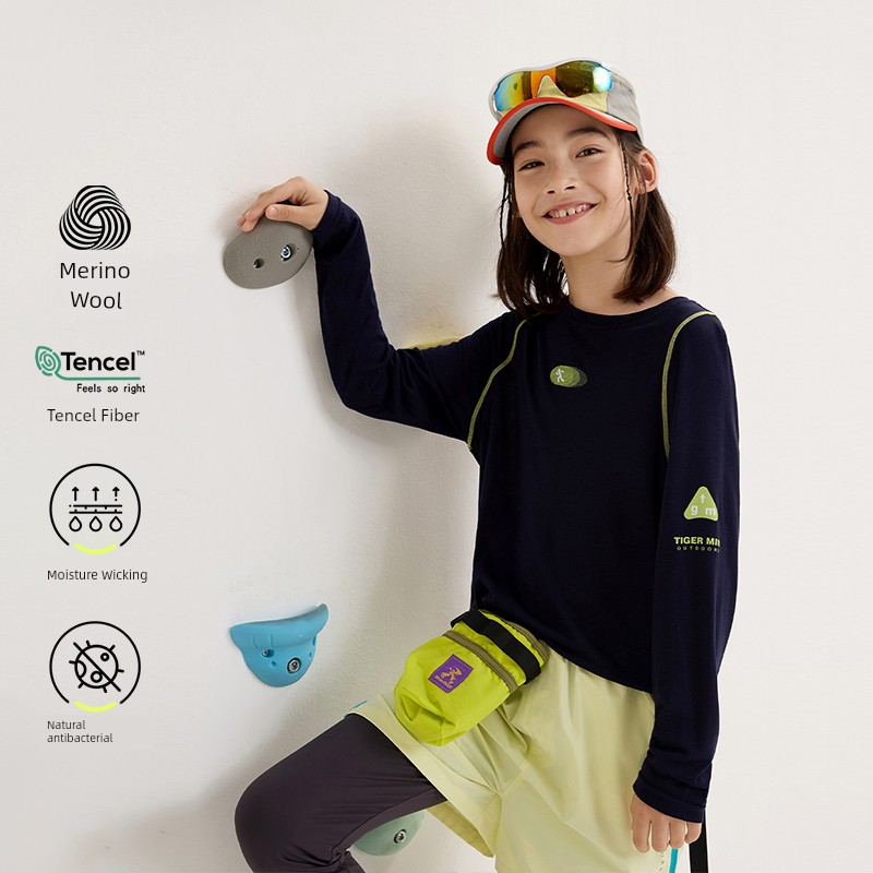Merino Wool [Moisture-Absorbing and Quick-Drying] Kidsren's Long-Sleeved T-Shirt Girls' Quick-Drying Clothing Boys' 2026 Autumn New Style — 6