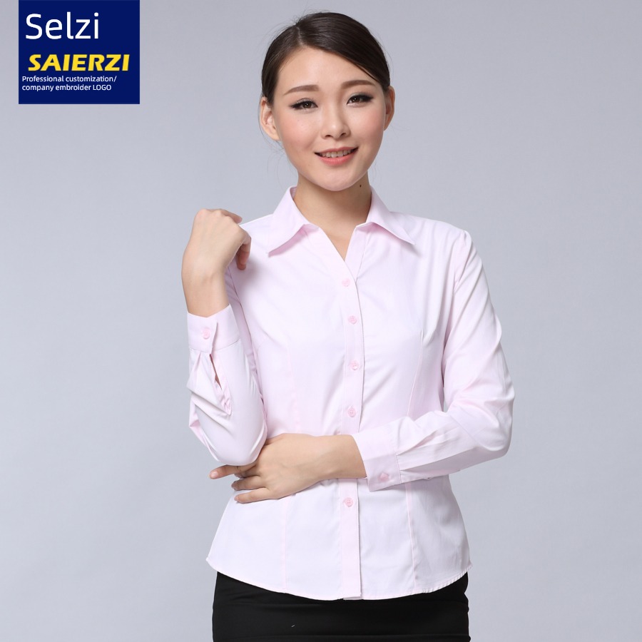 Inch shirt Long sleeve occupation bank coverall Self-cultivation formal wear