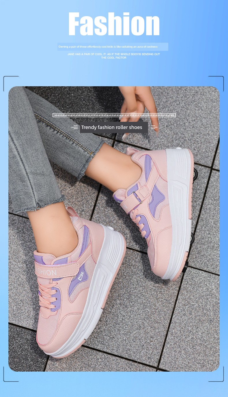 Heelys Shoes for Girls, Invisible Four-Wheel Retractable Children's Shoes, 4-Wheel Adult Roller Skates for Travel, Suitable for Girls Aged 6 to 12 — 5