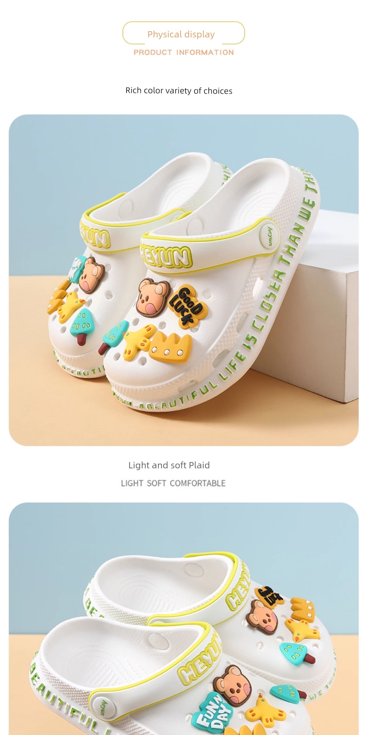 Boys Sandals Children's Hole Shoes Outdoor Non-Slip Bear Girls' Slippers Child Baby Closed Toe Summer Children's — 6