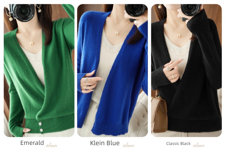 overlapping wool spring and autumn Thin money Outside knitting Cardigan
