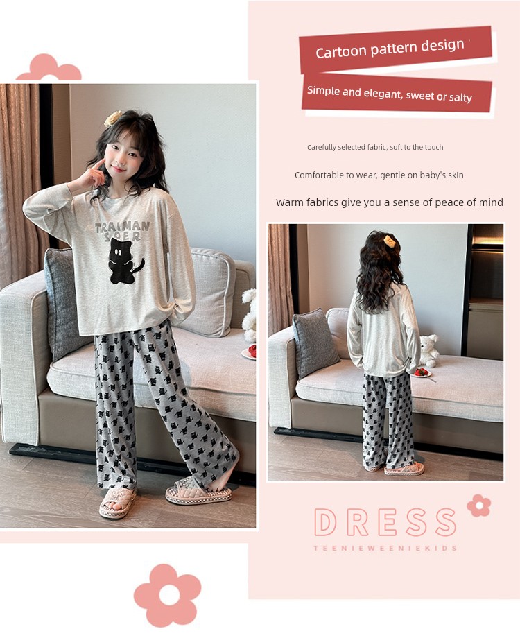 2026 New Children's Long-Sleeve Loungewear Thin Pajama Set Modal Girls' Pajamas Spring and Autumn Internet Celebrity Hot Item — 5