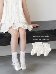 Girls' Socks Spring and Summer Thin Pure Cotton Children's Seamless Short Socks Summer Mesh Baby Girl White Lace Princes