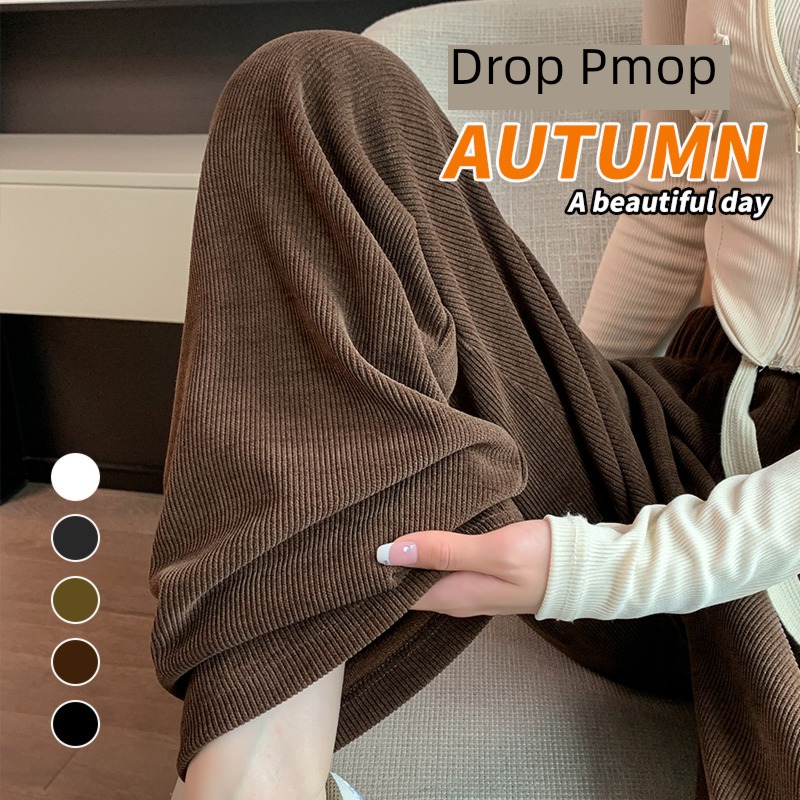 chenille  female Autumn and winter thickening easy Coffee Wide leg pants