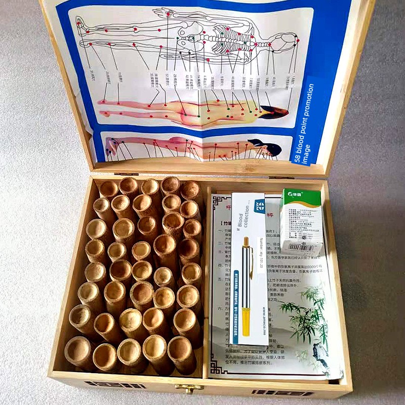 Unpainted Black Bamboo Cans Set Box Cupping Glass Boiled Cans Set Box Bamboo Cans For Home Bamboo Pipe Cruet Set Box