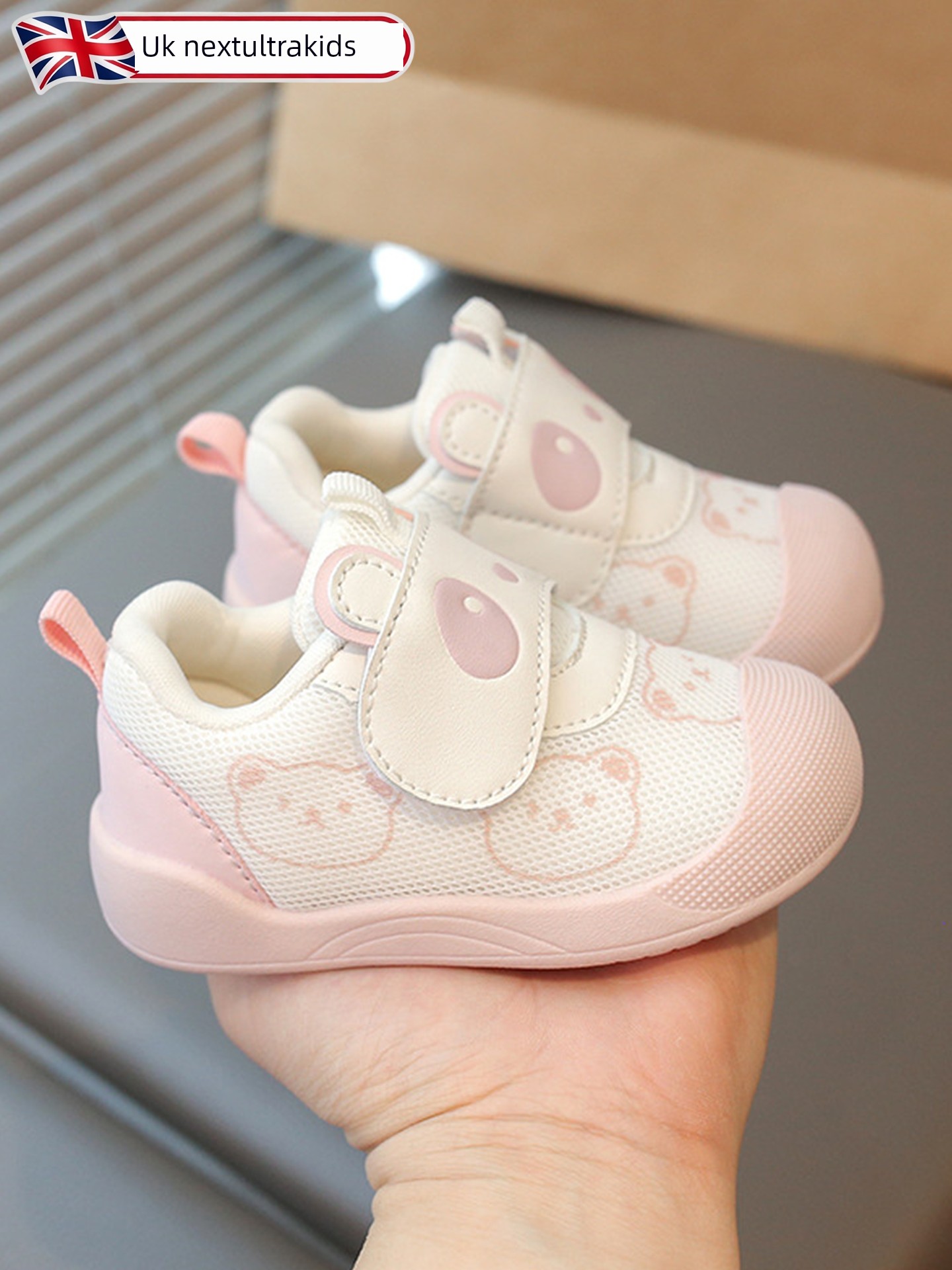 British Nu Baby Toddler Shoes for Girls, Spring and Autumn Shoes for One-Year-Old Children, Soft-Soled Breathable Infant Functional Shoes, Non-Slip