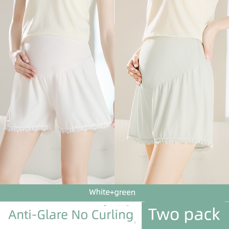 Maternity Safety Shorts with Skirt, Summer Thin Style, Loose Fit for Pregnancy, Ice Silk Shorts, Plus Size 100kg Leggings — 7
