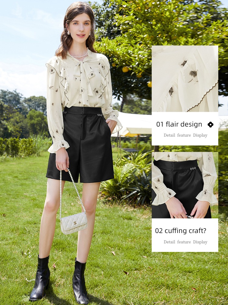 Yigu Long sleeve Department leader Age reduction easy Chiffon shirt