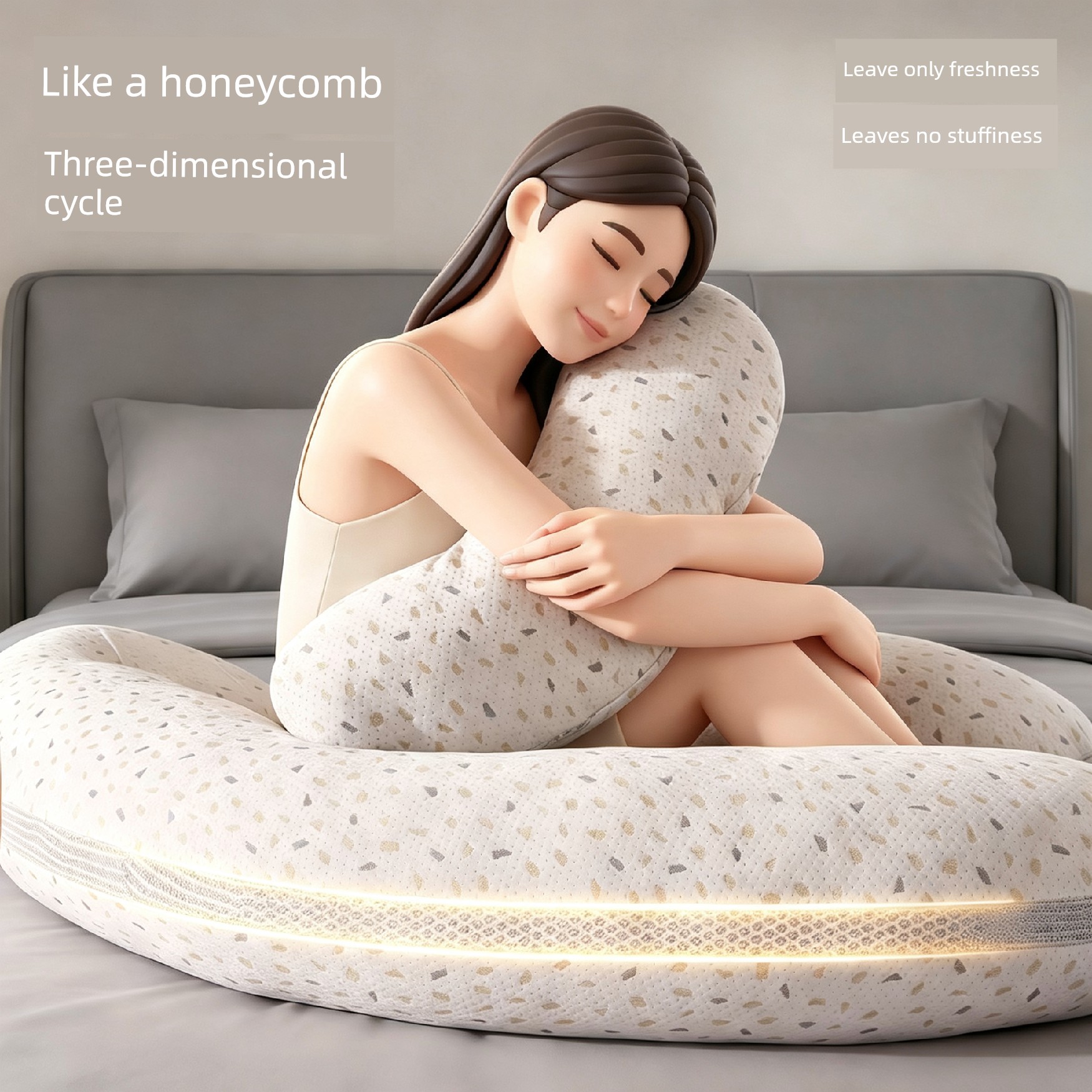 Invebaby Pregnancy Pillow for Waist Support, Side Sleeping, and Belly Support, Special Pillow for Sleeping during Pregnancy, Gift — 5