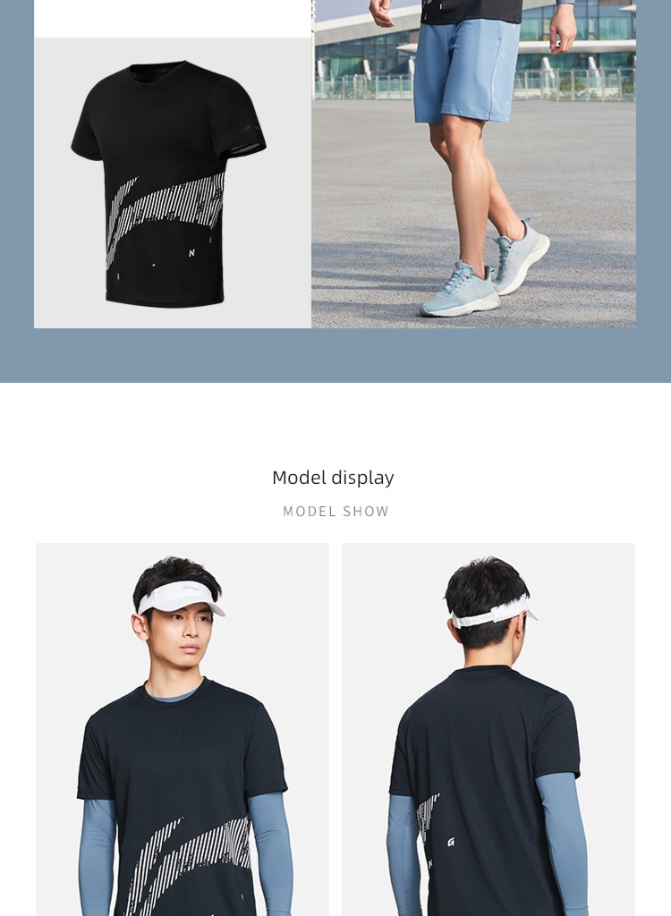 Li Ning quick-drying pleasantly cool Short sleeve male Athletic Wear T-shirt