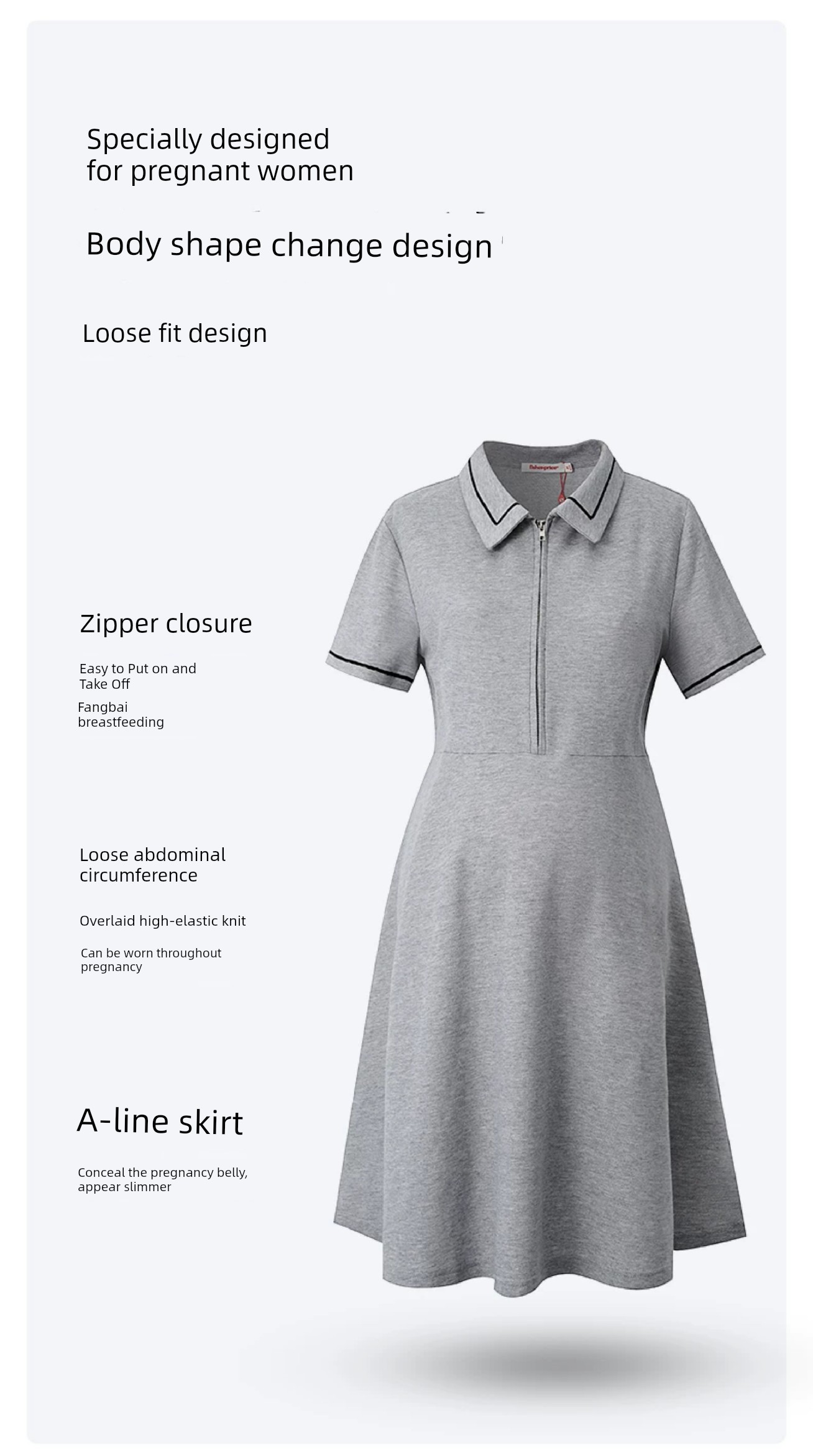 American Fisher Pregnant Women Dress Summer Plus Size Loose Polo Collar Tops Small Short Sleeve New Arrival Maternity — 22