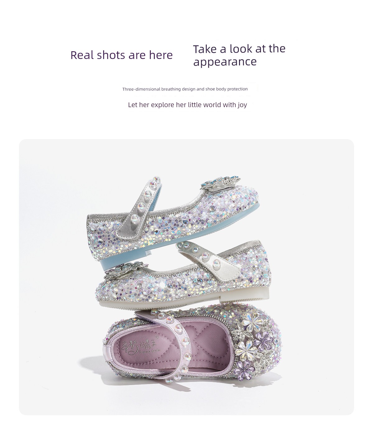 Girls' Crystal Princess Shoes 2026 New Leather Shoes Kidsren's Crystal Shoes Soft Sole Baby Girl Shoes Shiny Summer and Autumn — 13