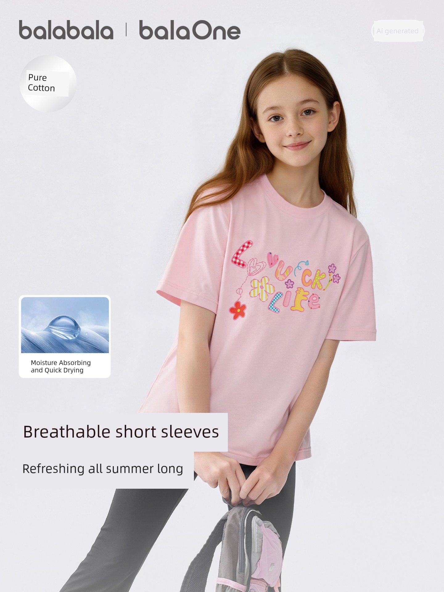 Balabala Children's Summer Clothing Sweet Printed Short Sleeve — 2