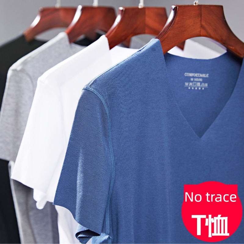 modal  man V-neck Tight fitting Undershirt Short sleeve T-shirt