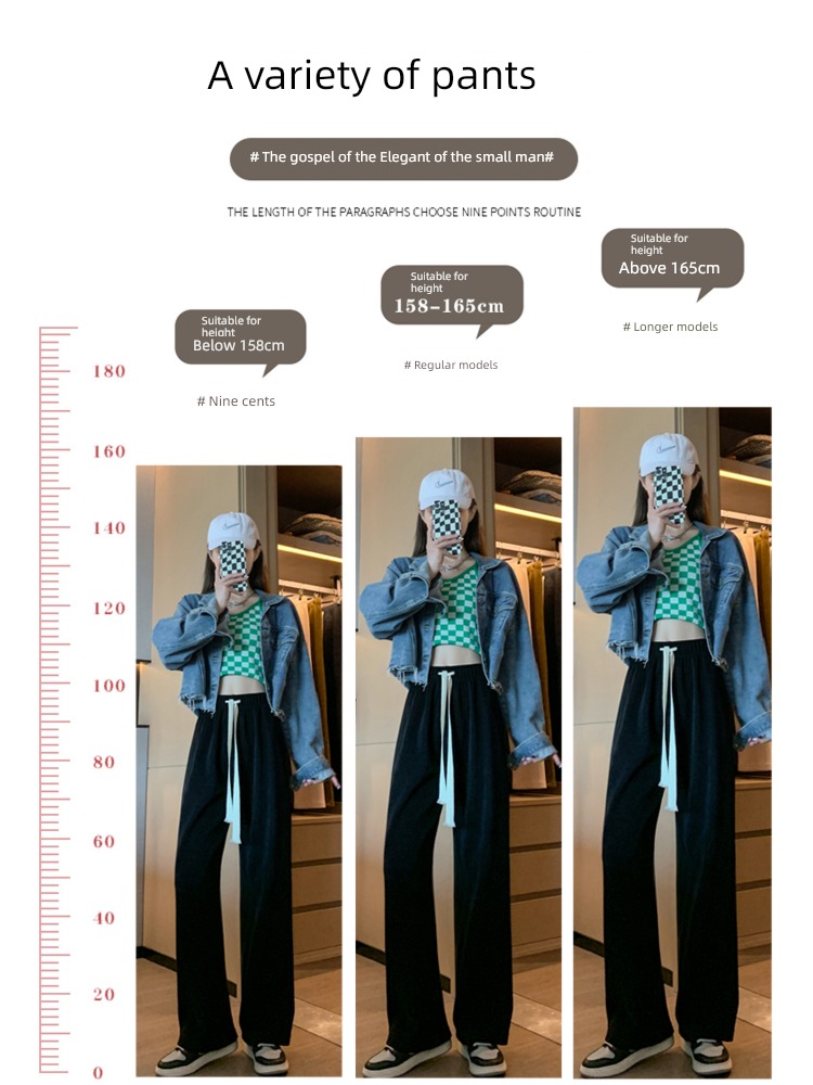 Cotton wool Spring, autumn and winter High waist Sagging sensation leisure time Wide leg pants