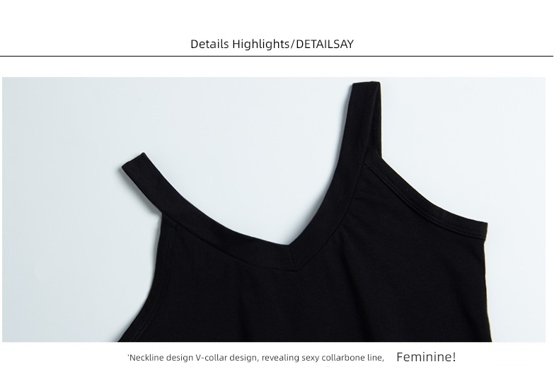 Beautiful back black ins Design sense niche V-collar camisole