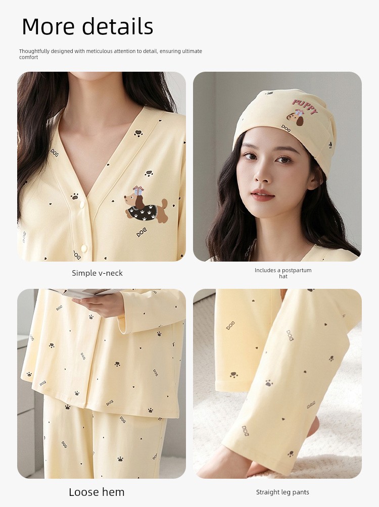 [Free Hat] Pure Cotton Nursing and Postpartum Clothing for Autumn and Winter, Suitable for Spring and Autumn, Non-Tightening Maternity Loungewear — 5