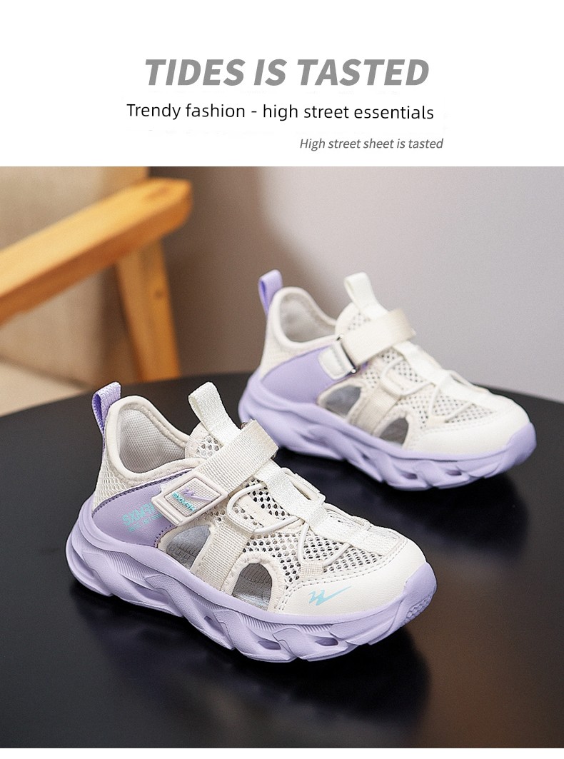Double Star Children's Sandals for Girls, Summer 2026 New Model, Water-Resistant, Lightweight, Soft-Soled, Breathable, Closed-Toe Sports Shoes — 21