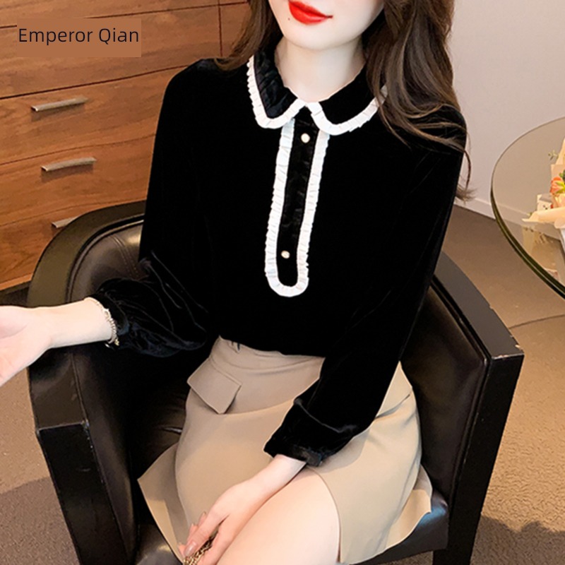 POLO Plush winter Advanced sense temperament Inner lap Lace