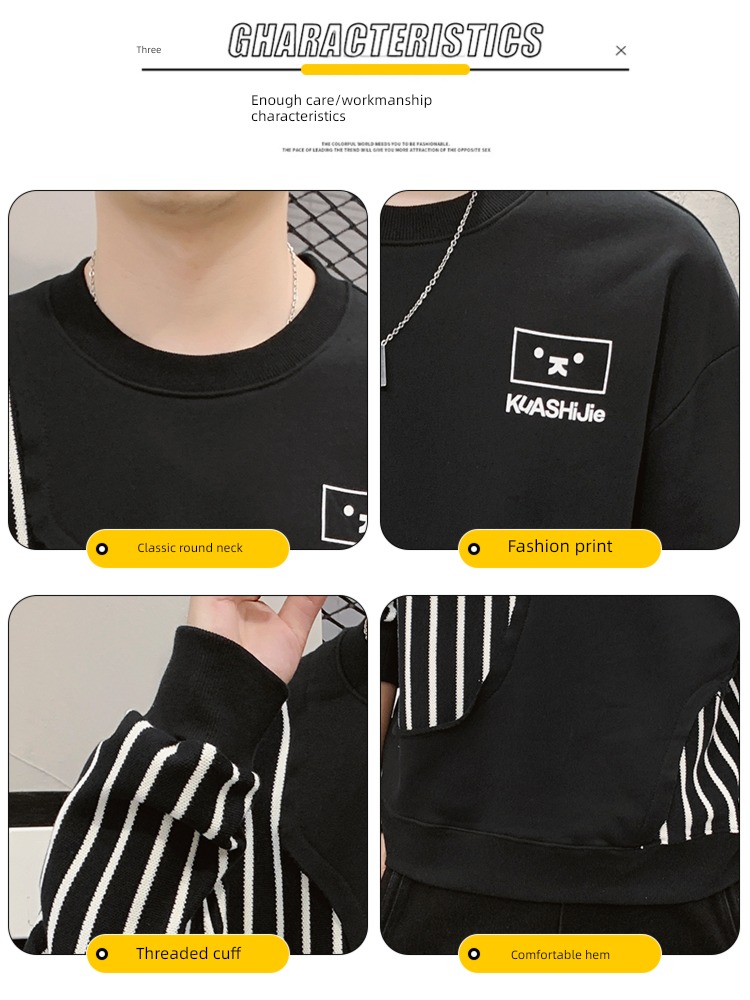 NGGGN man Round neck Autumn and winter Sweater Long sleeve T-shirt