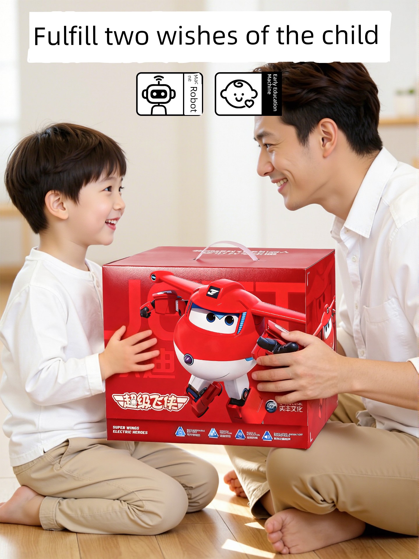 Birthday Gift Super Wings Toys for Children Aged 3 to 6, Ledi Early Education Robot, Gift for Boys and Girls