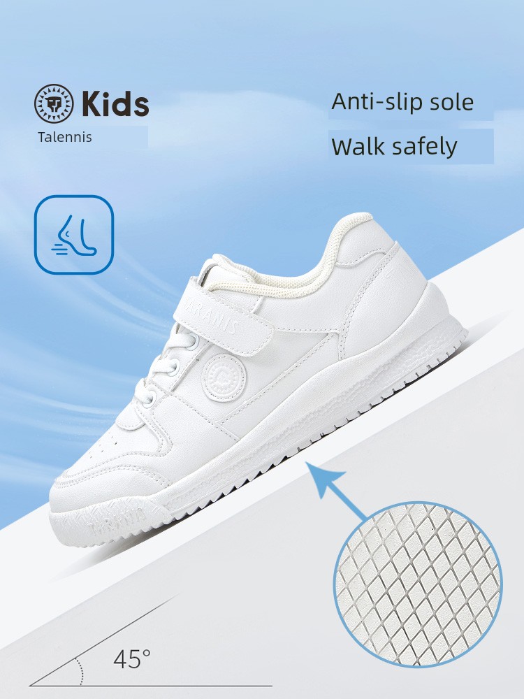 Tyrannis Kidsren's White Sports Shoes for Boys and Girls, Lightweight White Shoes for Campus, Versatile Casual White Sneakers — 2