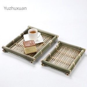 Handmade Bamboo Tray Chinese Rectangular Home Simple Tea Tray Hotel Bamboo Tableware Bamboo Fruit Plate