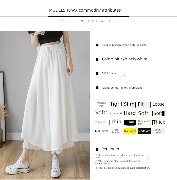 fashion fold High waist Sagging sensation Thin money Nine points Wide leg pants