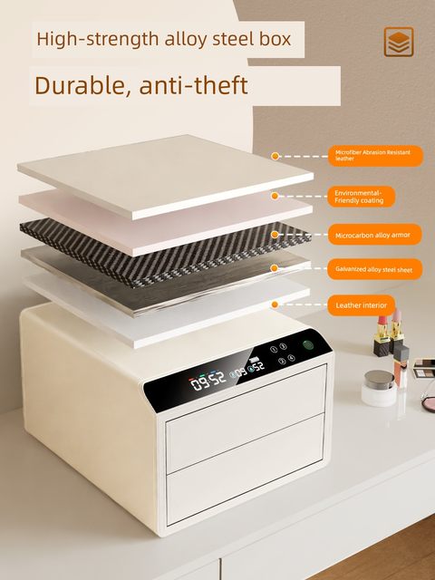 AIPU new jewelry box safe-type household small jewelry gold storage box jewelry special fingerprint unlock high-end jewelry valuable items clip Wan high-end home safe box