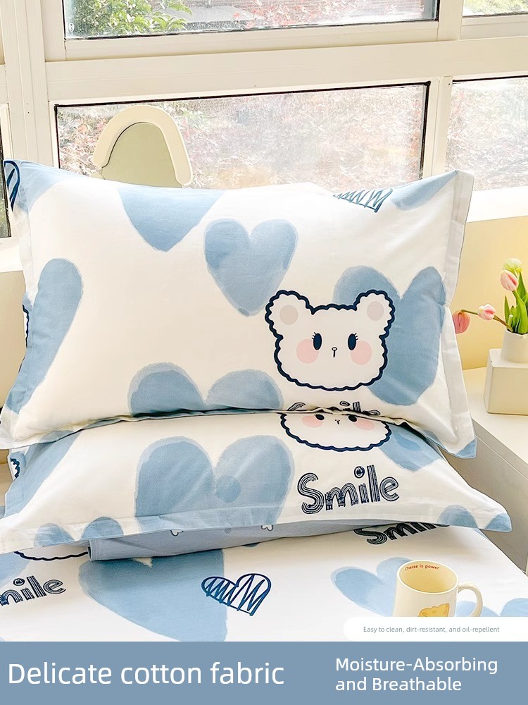 Cotton Pillowcase a Pair of 48 × 74 Pillow Case Single Student Single Dormitory Cotton Pillow Core Liner Cover Home