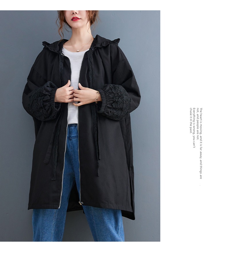 loose coat female Fat mm leisure time Medium and long term Windbreaker loose coat