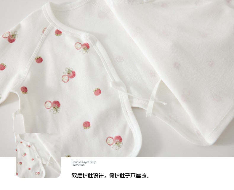 All-Cotton Baby Half-Back Shirt with Free Hat, Class a Pure Cotton, New Autumn Style for Newborns, Size 52, Monk-Style Clothing — 22