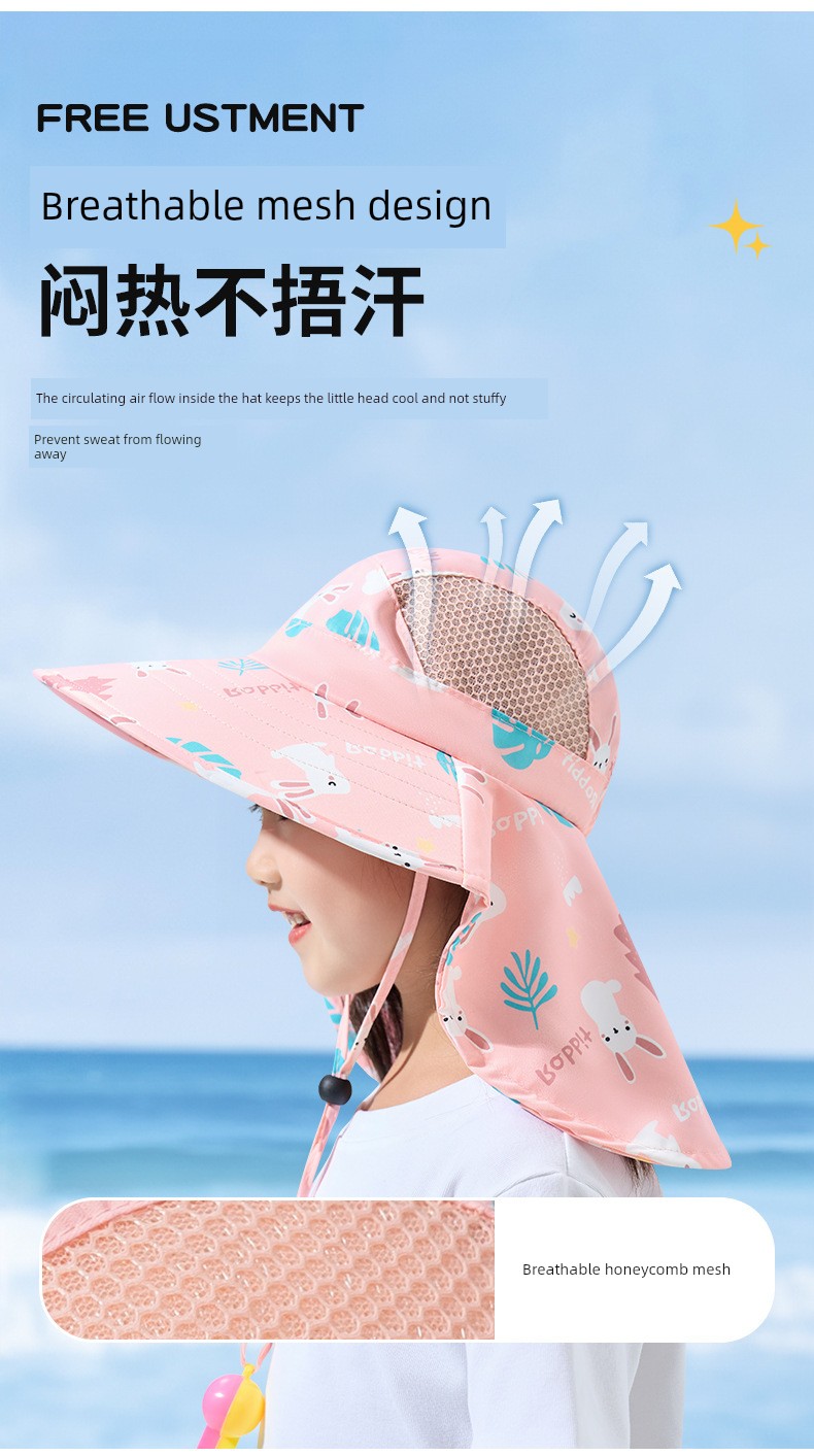 Children's Sun Protection Hat, Girls' Sun Hat, Boys' Sun Hat, Beach and Seaside Uv Protection Hat with Large Brim — 10