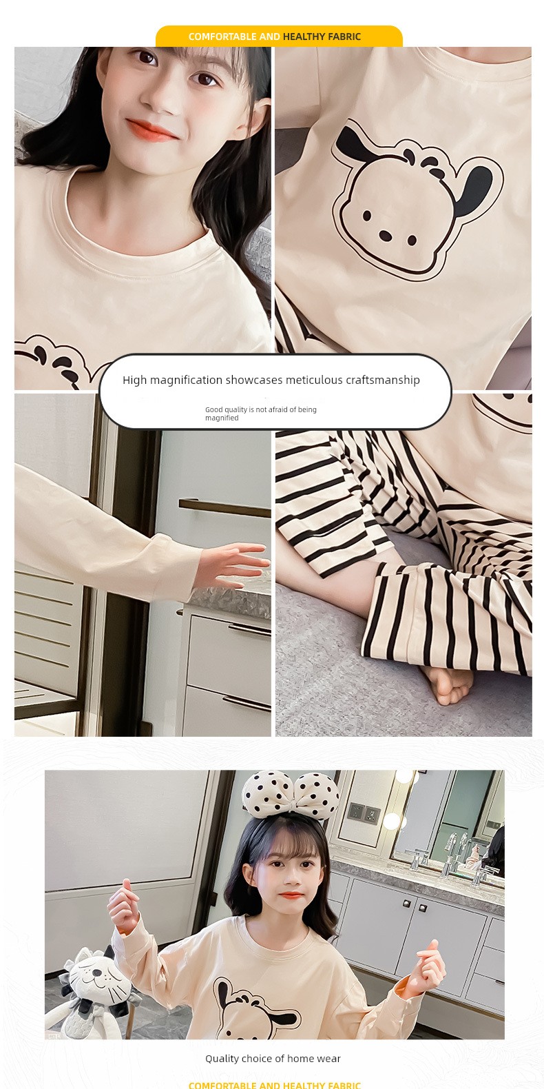 2026 New Children's Home Wear for Older Kids, Summer Air-Conditioned Clothing, Long-Sleeve Girls' Pajamas, Spring and Autumn Style, Pure Cotton — 7