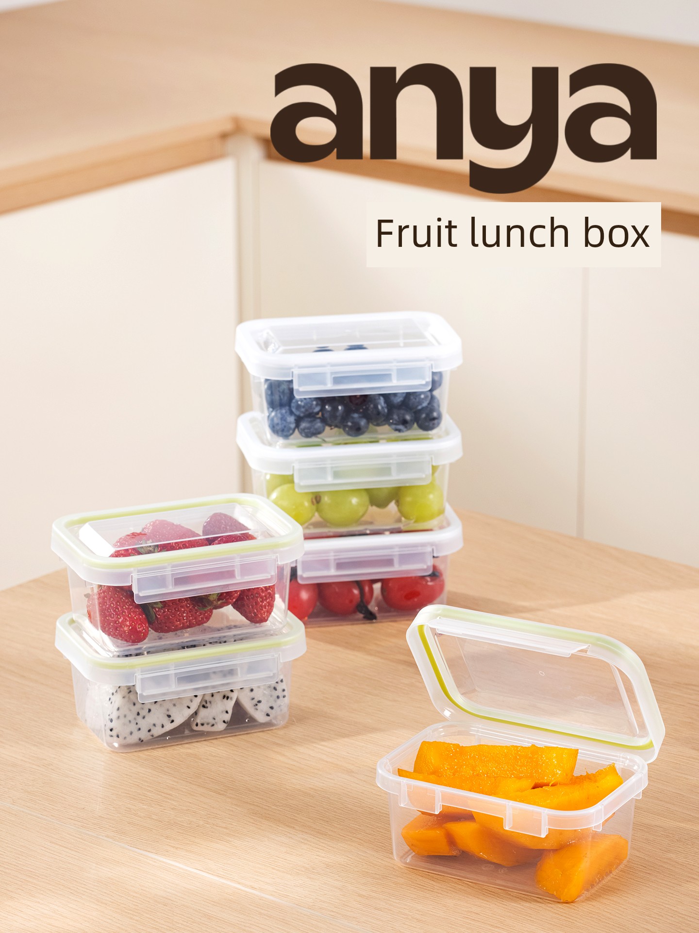 Anya Fruit Food Supplement Bento Box Sealed Storage Primary School Students out Portable with Food Grade Outdoor Camping Work