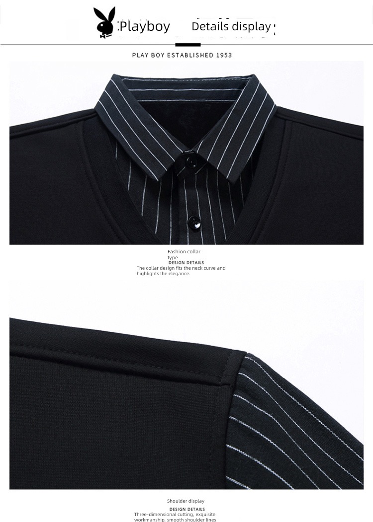 dandy Shirt collar autumn stripe Fake two