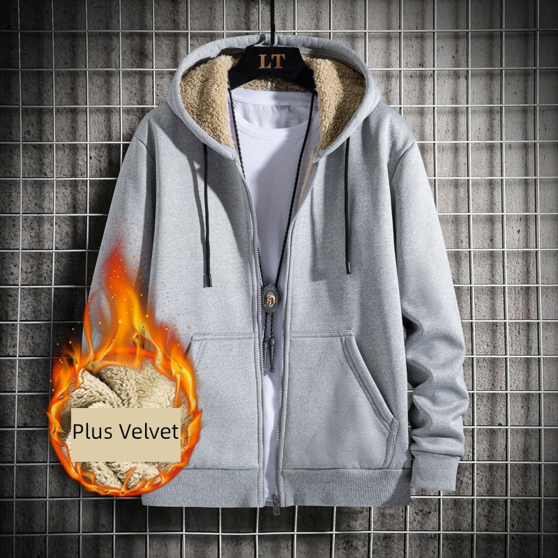 Autumn and winter Hooded leisure time Korean version trend male loose coat Sweater
