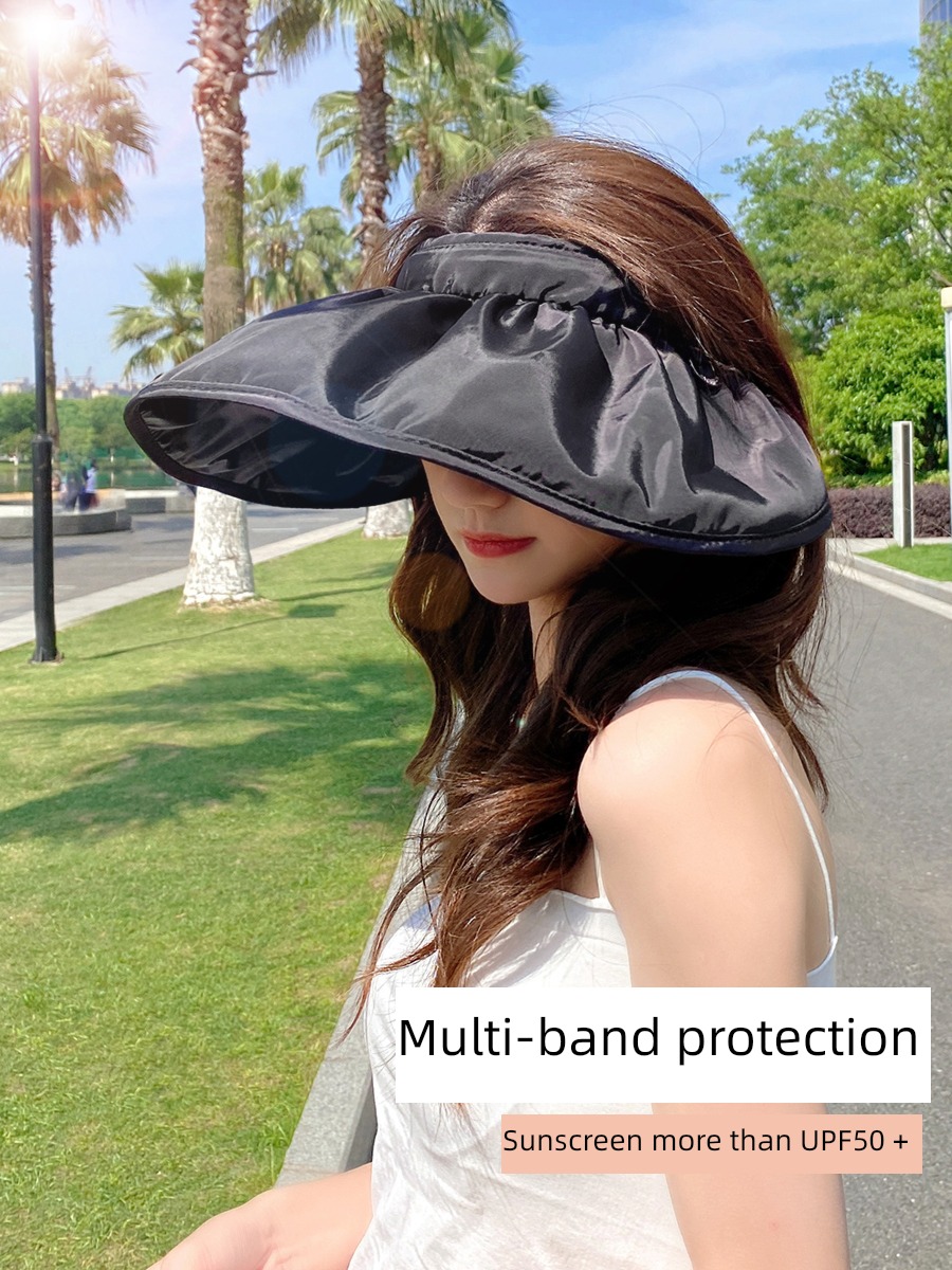 OVANCY Black gum female Big edge summer shell Sunscreen cap