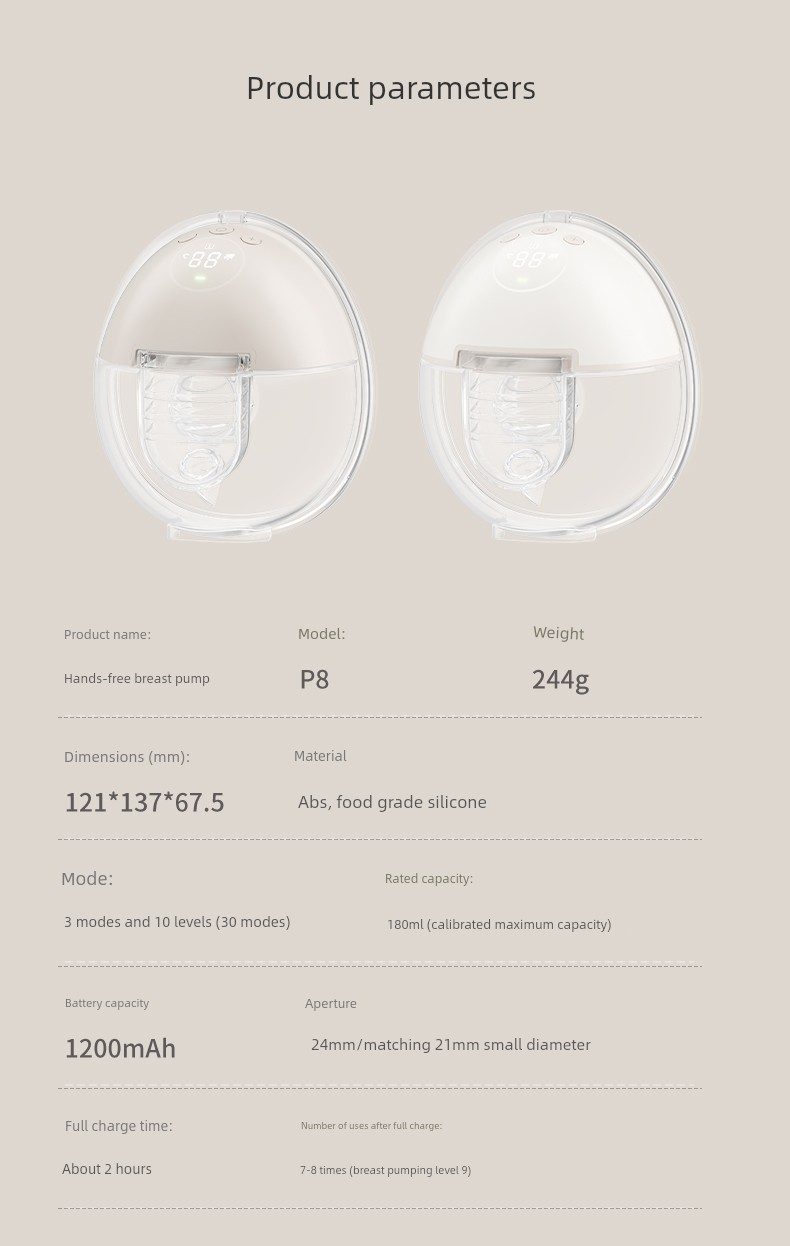 Justu Hands-Free Single and Double Electric Breast Pump, Silent Fully Automatic Milk Extractor, Wearable Portable Breast Pump — 19