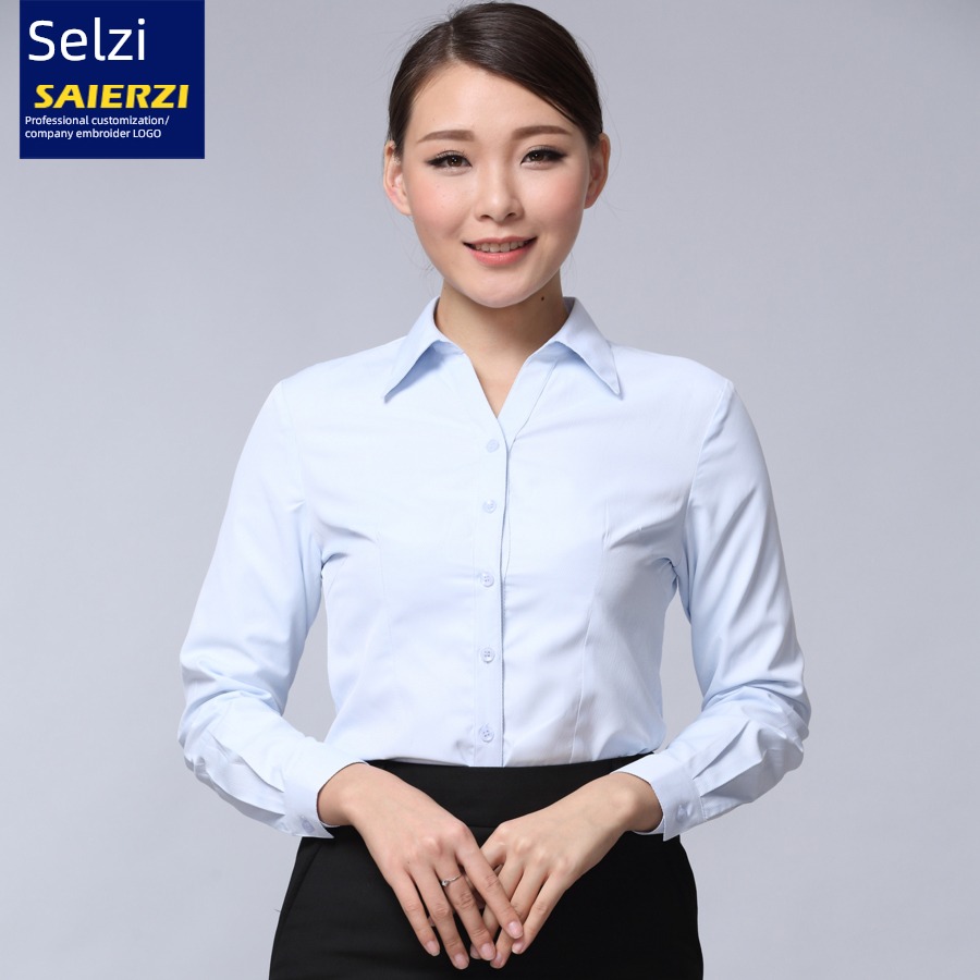 Inch shirt Long sleeve occupation bank coverall Self-cultivation formal wear
