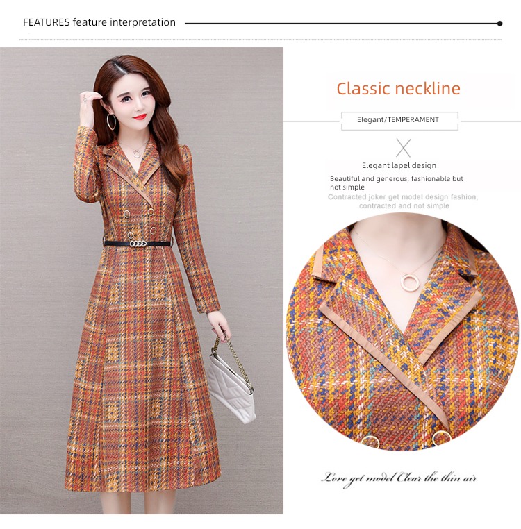 Autumn and winter Celebrity temperament Goddess Wool Dress