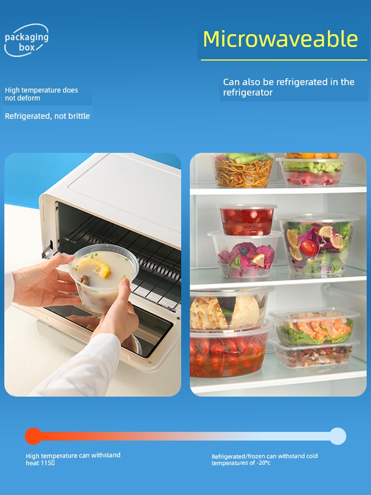 Disposable Lunch Boxes, Thickened Lunch Boxes, Commercial Take-Out Boxes, Round Rice Bowls, Plastic Take-Out Bowls, Square Lunch Boxes