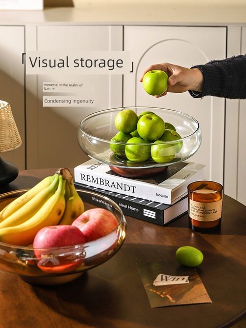Sheli light luxury high-end glass fruit tray living room coffee table household exquisite fruit basket snack storage Chinese dried fruit tray