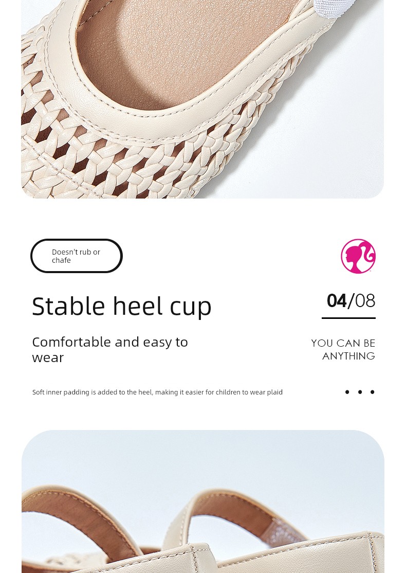 Barbie Children's Shoes, Girls' Shoes, Summer Thin Style 2026 New Leather Shoes, Soft-Soled Single Shoes, Princess Woven Shoes, Kidsren's Sandals — 8