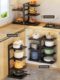 Lower sink pot storage rack kitchen storage rack layered household countertop multi-function double-sided pot rack cooking preparation tool