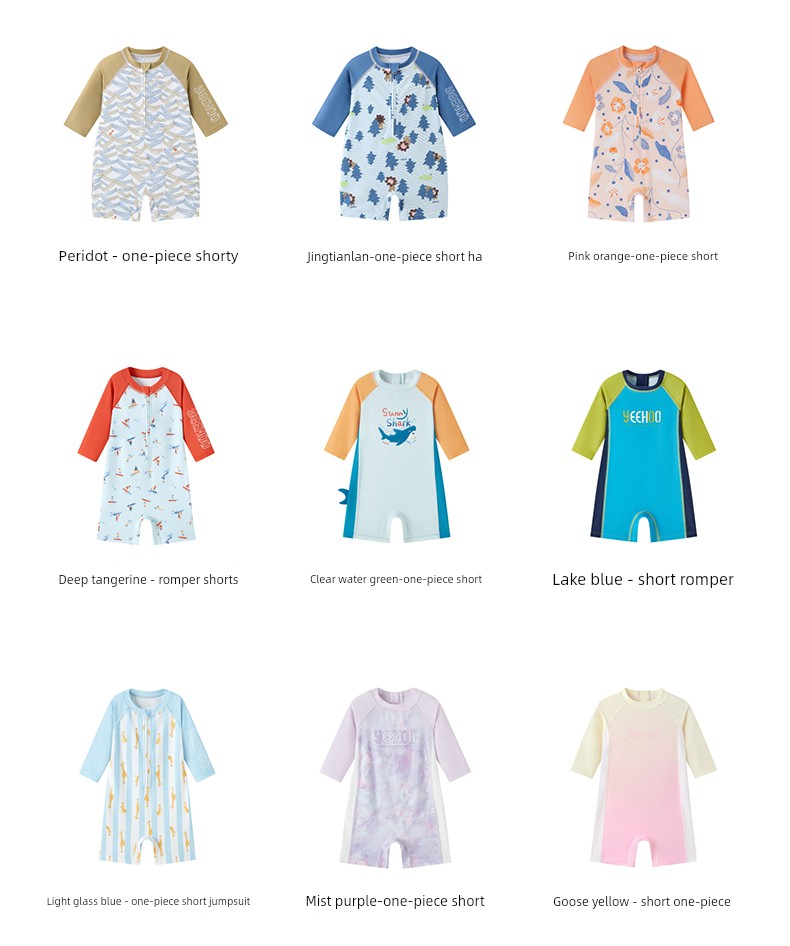YEEHOO Short Sleeve Baby Girl Sun Protection One-Piece Swimsuit for Children — 32