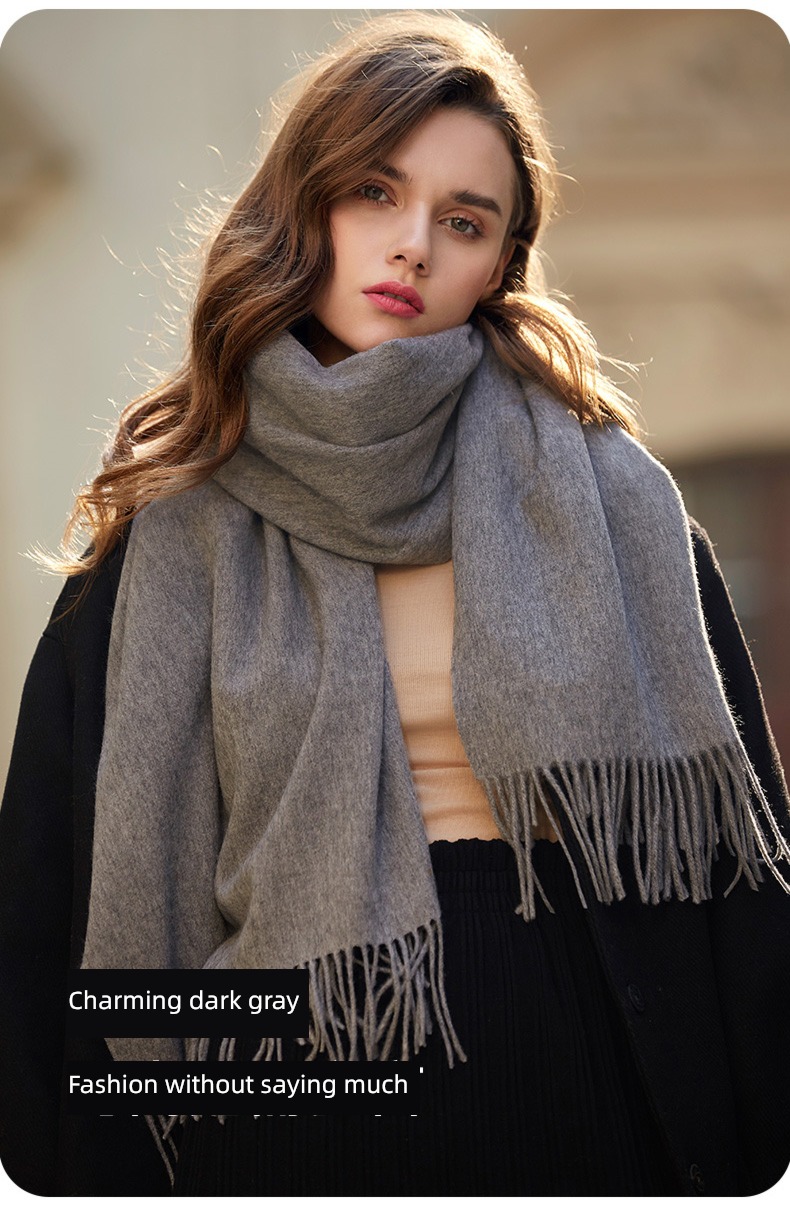 Link 100% Pure wool scarf female winter keep warm Versatile white Neckline Shawl schoolboy mom a birthday present